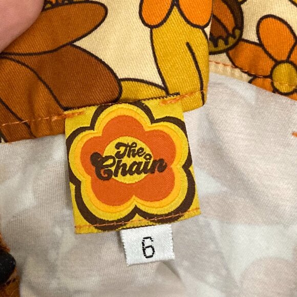 retro 60s floral high waisted autum colors mini skirt - Picture 5 of 8